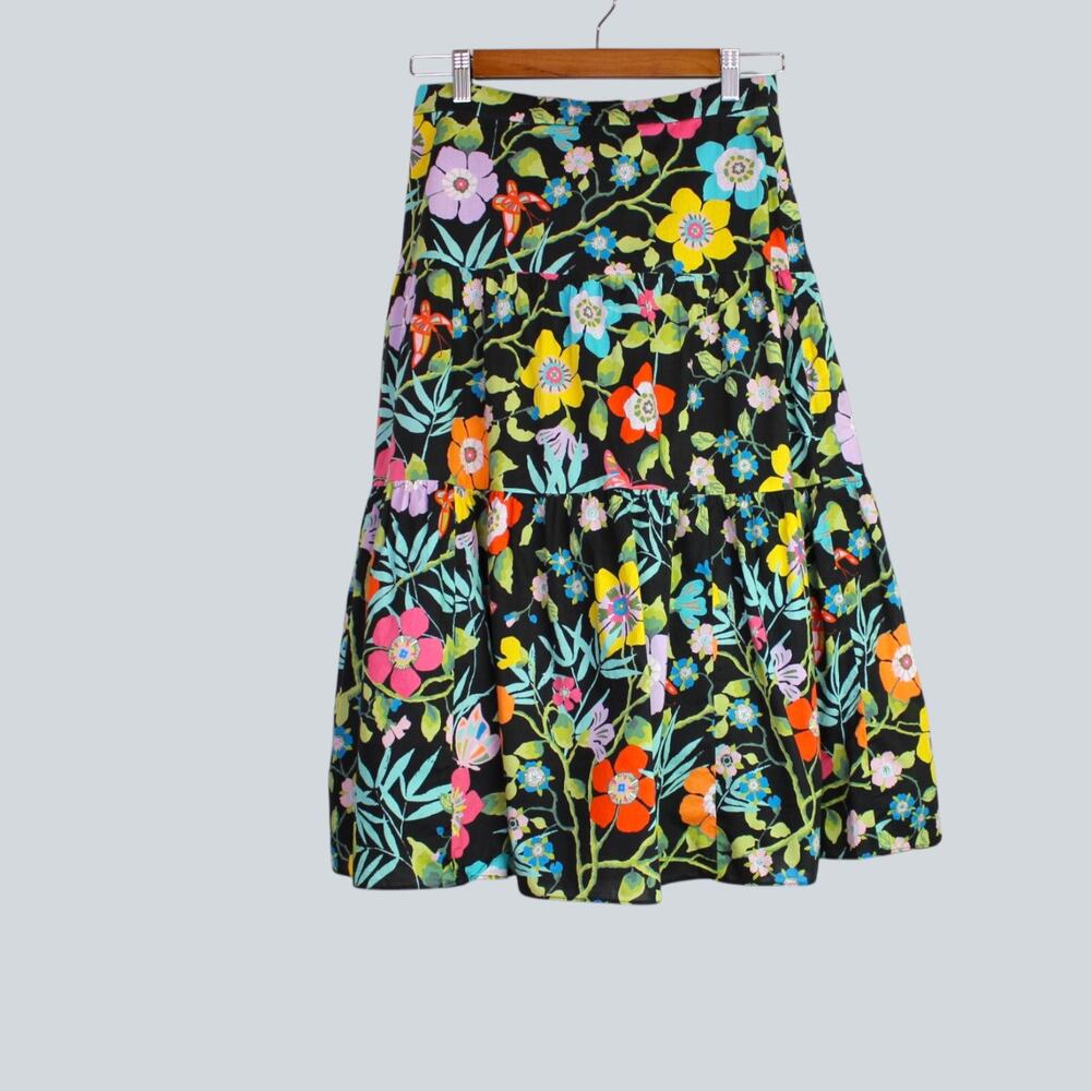 J.Crew Floral Tiered Midi Skirt Liberty of London Collection Women's Size 2 - Picture 3 of 12